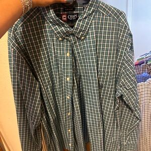 Chaps Men's Teal Checkered Button Down Shirt